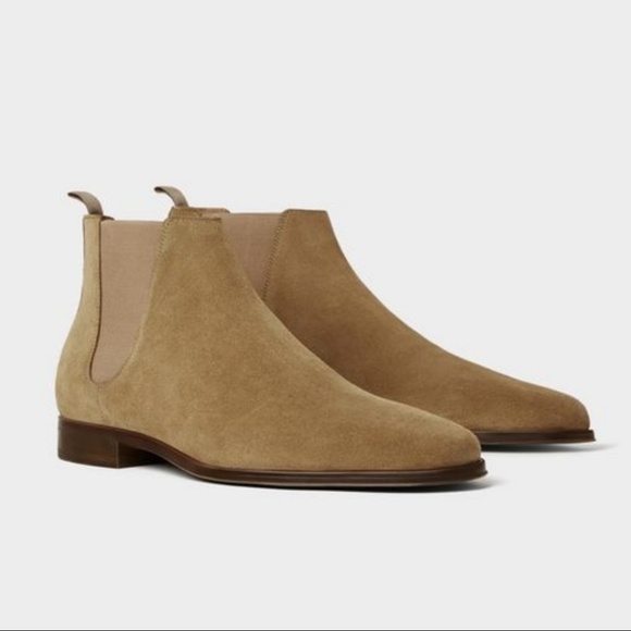 Zara suede beige Chelsea boots - Picture 1 of 3